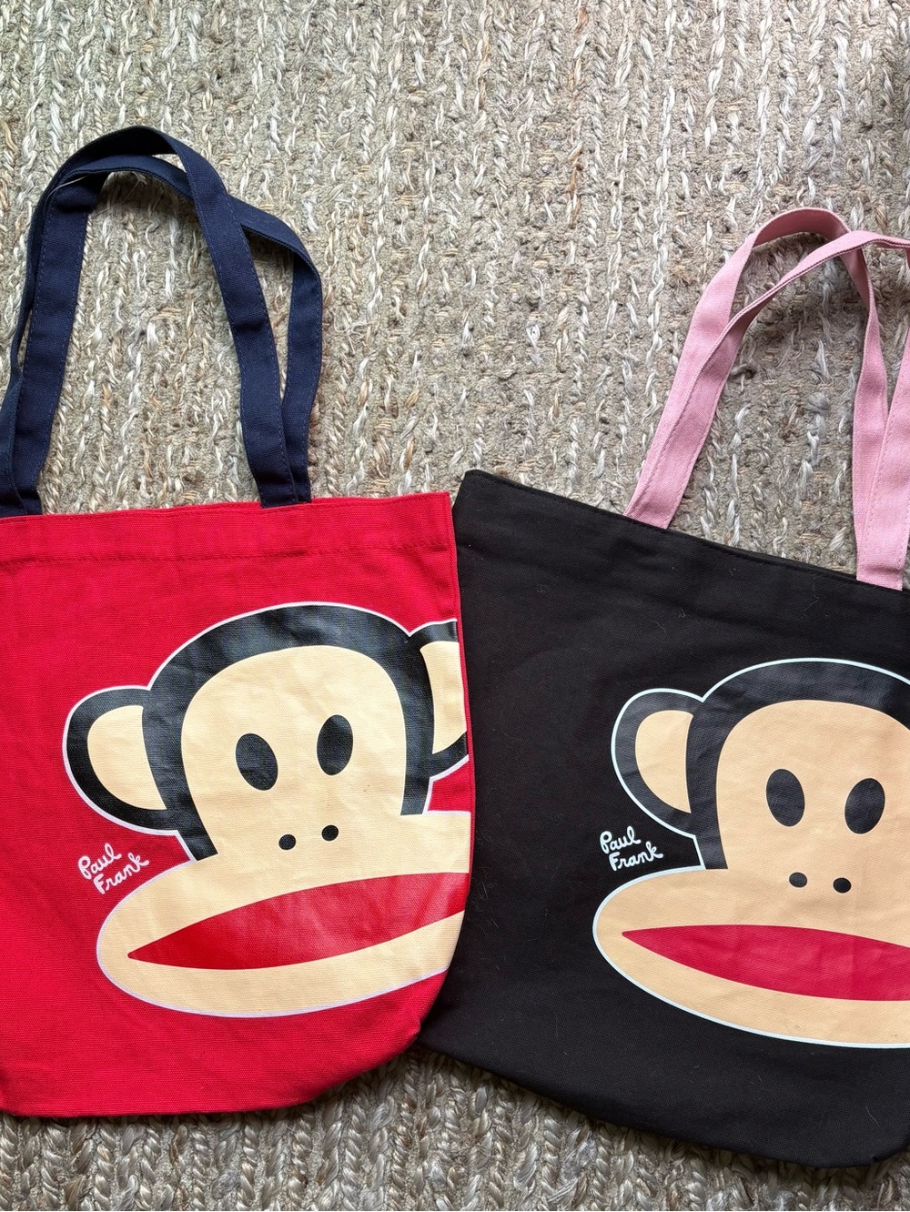 2 Paul Frank Julius Canvas  Tote Bags in Red and Black